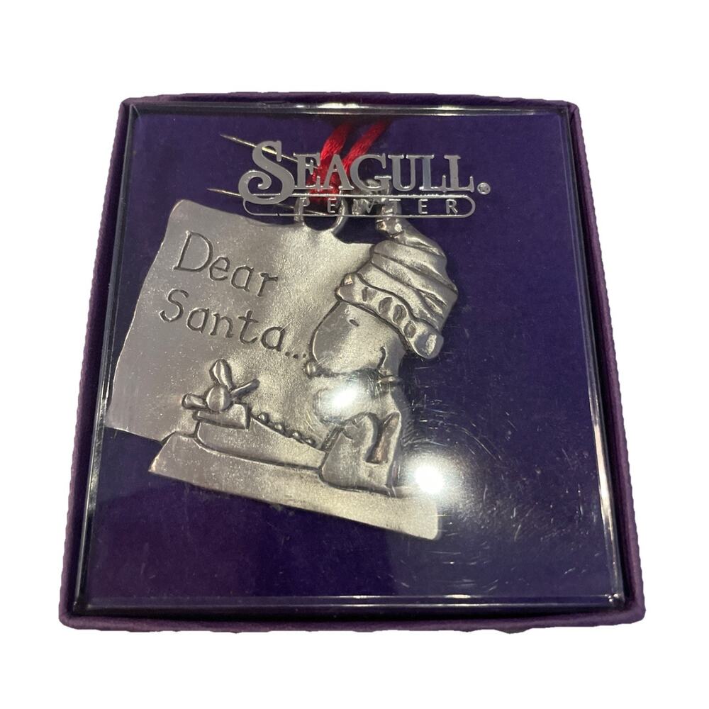 Peanuts Snoopy Seagull Fine Pewter Christmas Ornament 2.25” NIB